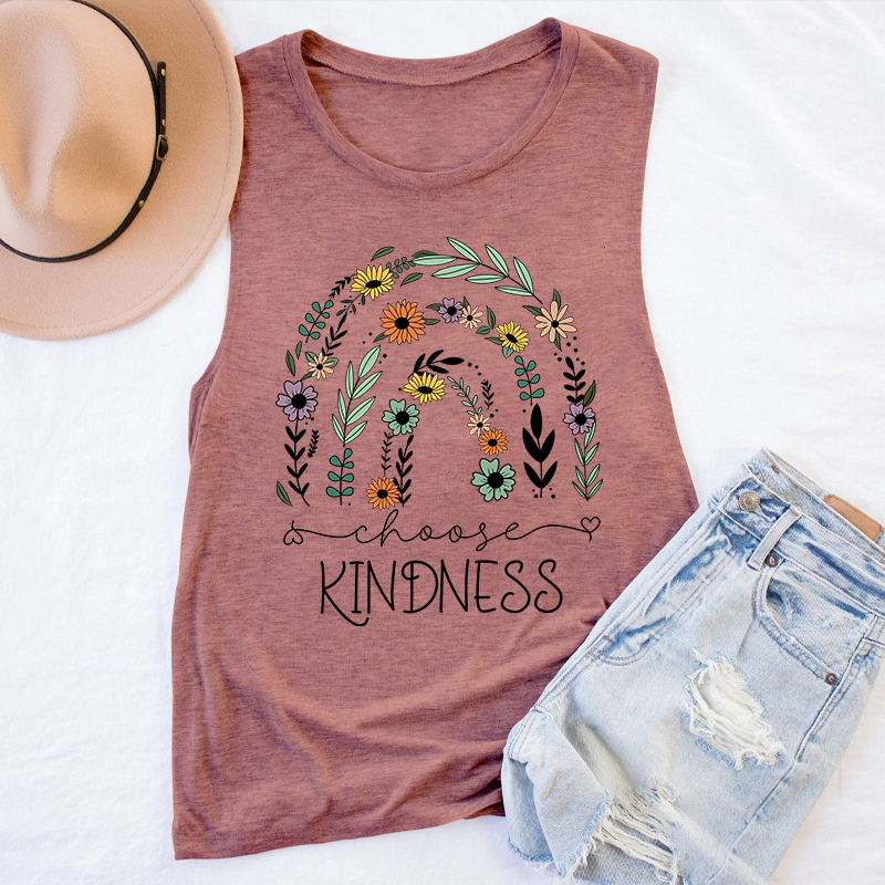 Flower Rainbow Choose Kindness Teacher Tank Top
