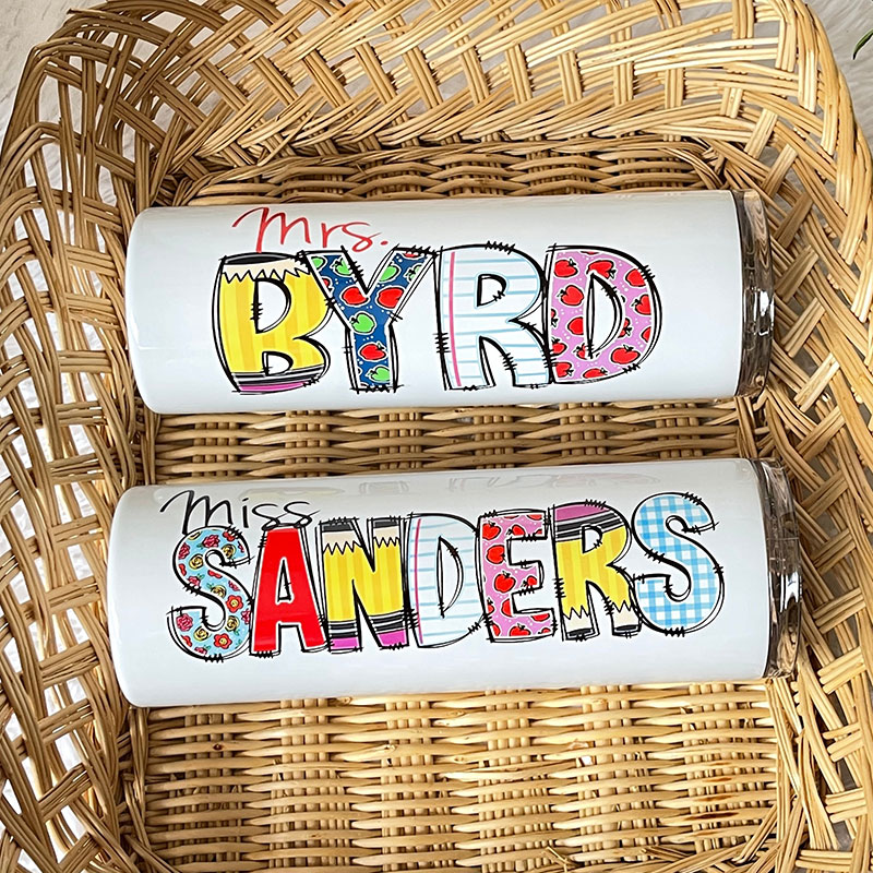 Personalized Crayon Notebook Teacher Skinny Tumbler