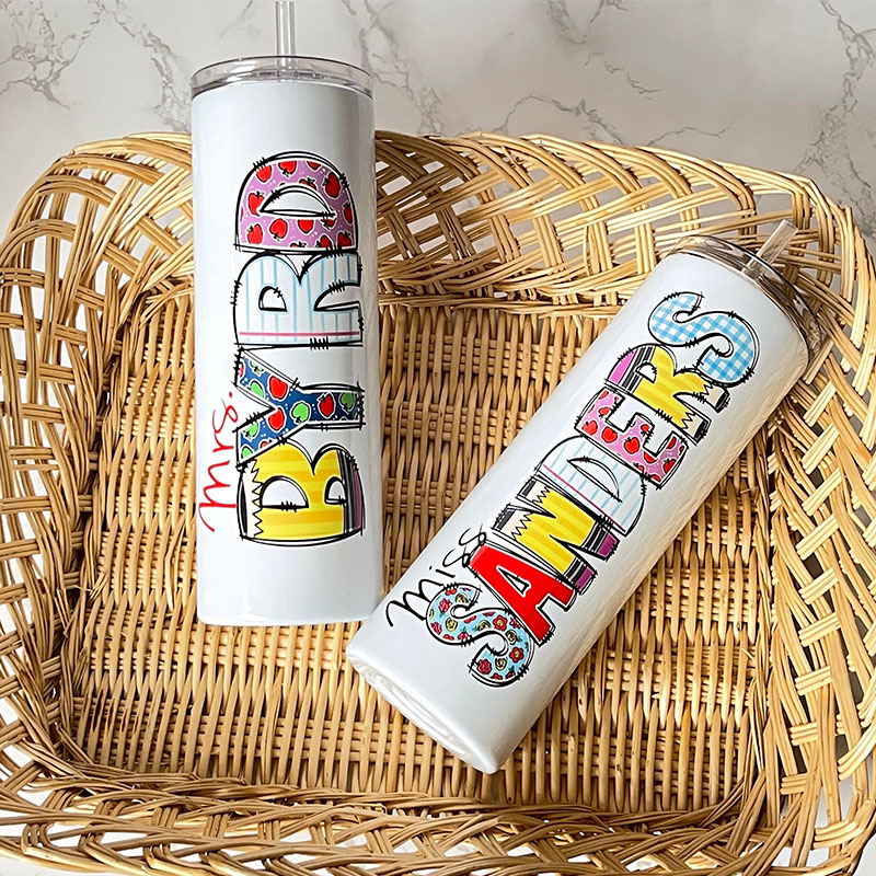 Personalized Crayon Notebook Teacher Skinny Tumbler