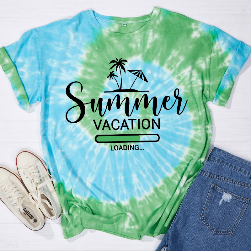 Summer Vacation Loading Teacher Tie-dye T-Shirt
