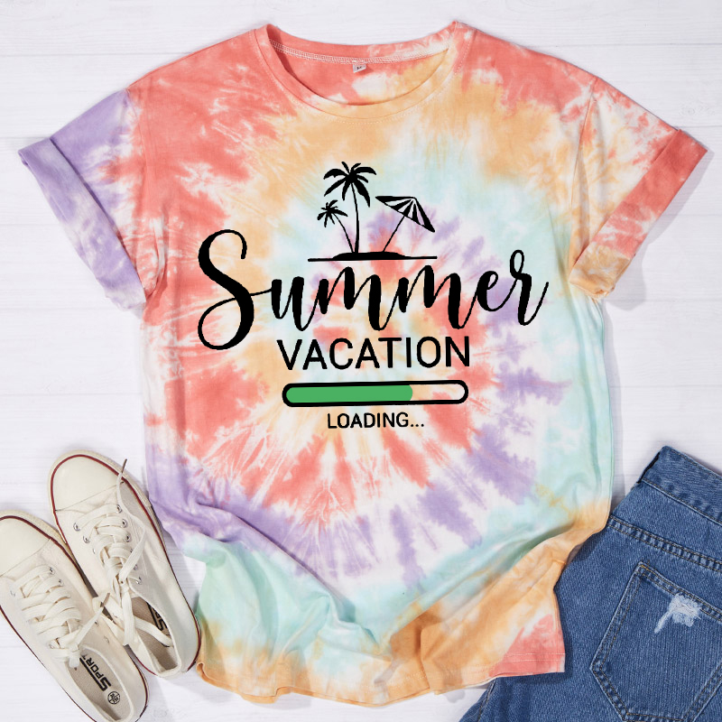 Summer Vacation Loading Teacher Tie-dye T-Shirt