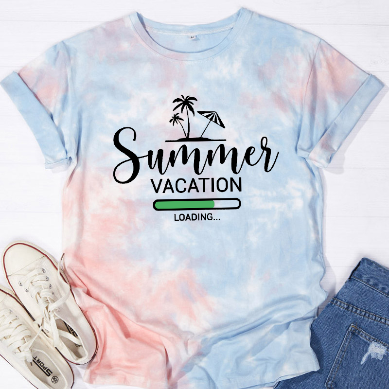 Summer Vacation Loading Teacher Tie-dye T-Shirt
