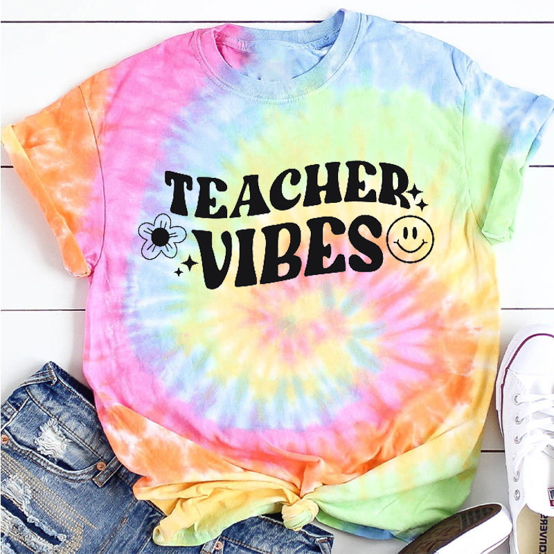 Teacher Vibes Teacher Tie-dye T-Shirt