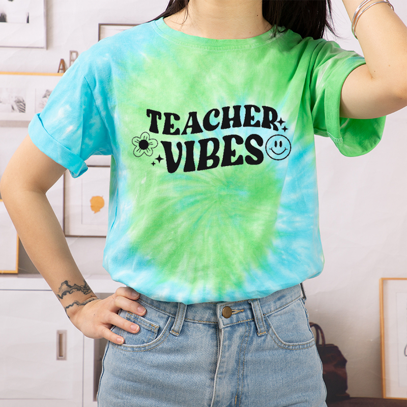 Teacher Vibes Teacher Tie-dye T-Shirt