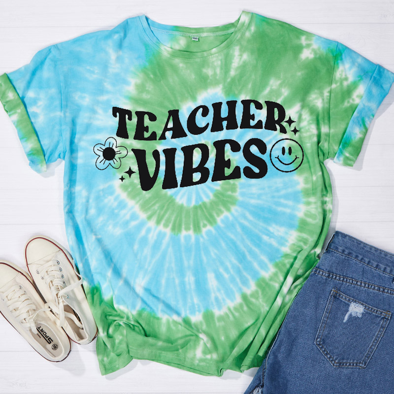 Teacher Vibes Teacher Tie-dye T-Shirt