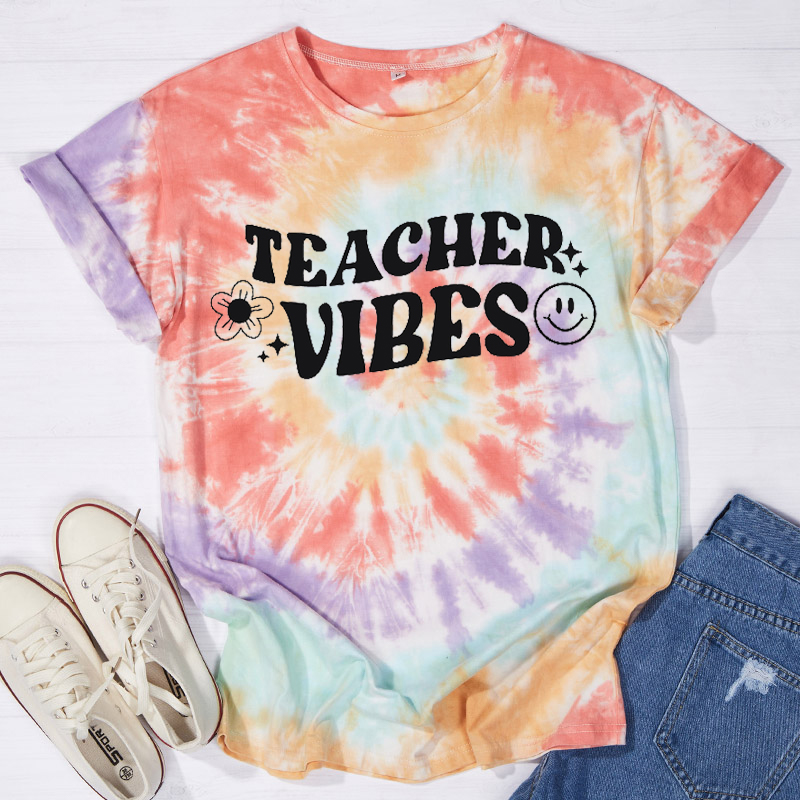 Teacher Vibes Teacher Tie-dye T-Shirt