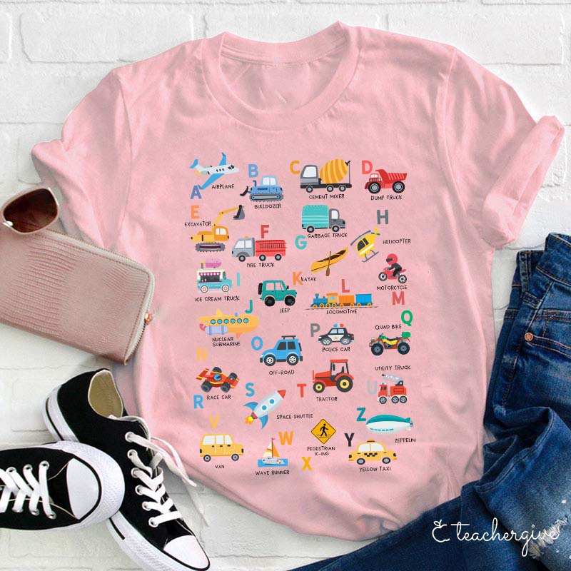 Alphabet Cartoon Word List Teacher T-Shirt Teacher T-Shirt