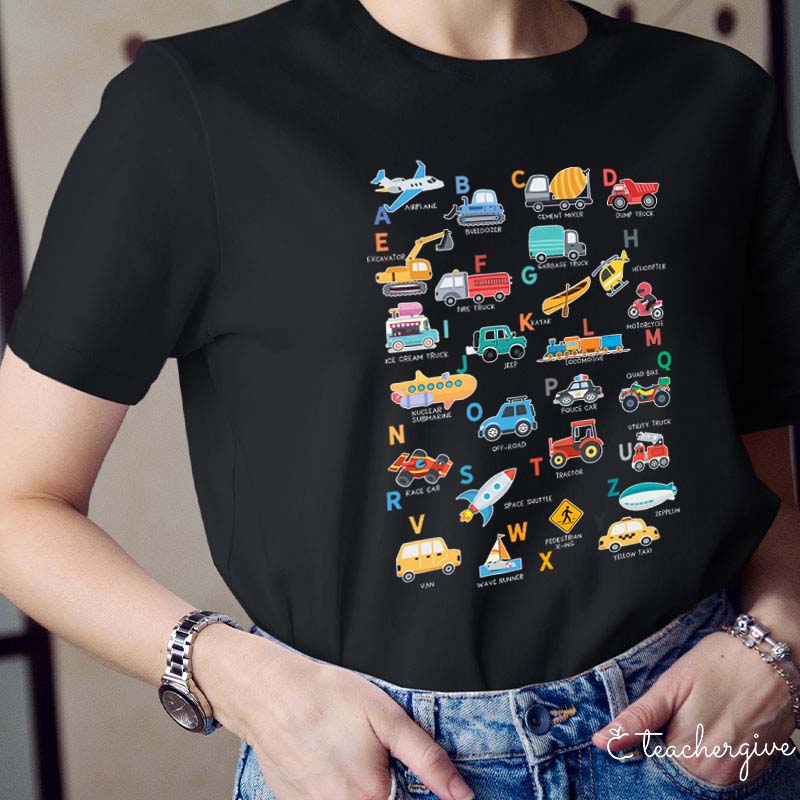Alphabet Cartoon Word List Teacher T-Shirt Teacher T-Shirt
