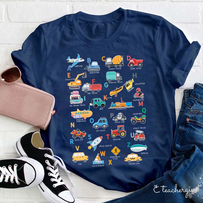 Alphabet Cartoon Word List Teacher T-Shirt Teacher T-Shirt
