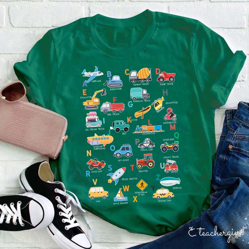Alphabet Cartoon Word List Teacher T-Shirt Teacher T-Shirt