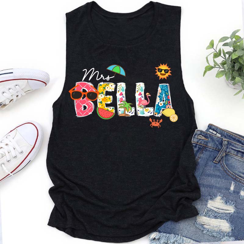 Personalized Name Summer Teacher Tank Top