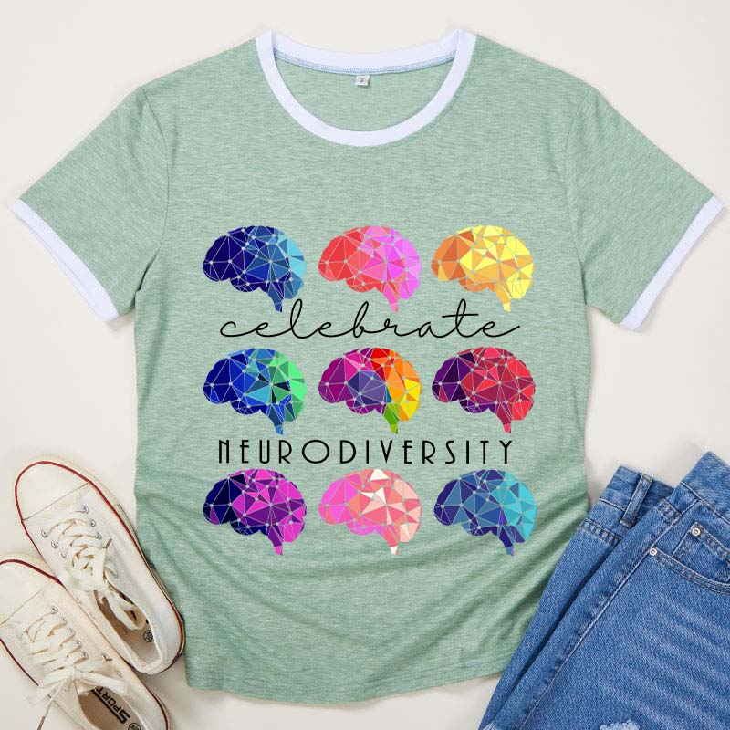 Celebrate Neurodiversity Teacher Teacher Piping T-Shirt