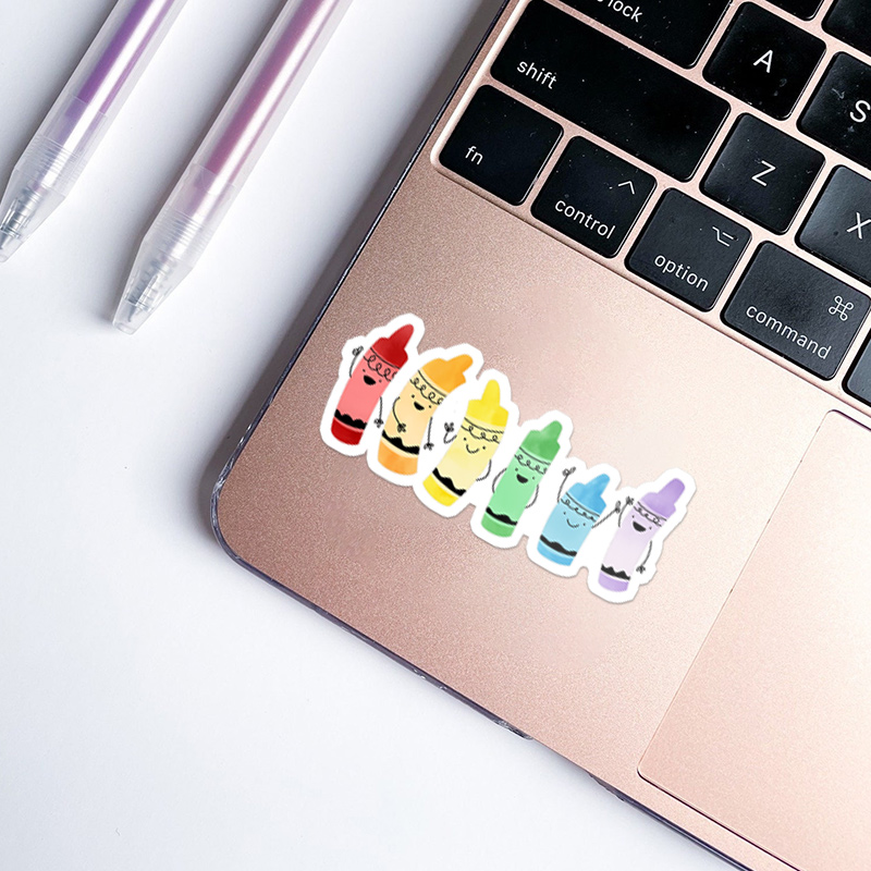 Small Colored Crayons Teacher Stickers