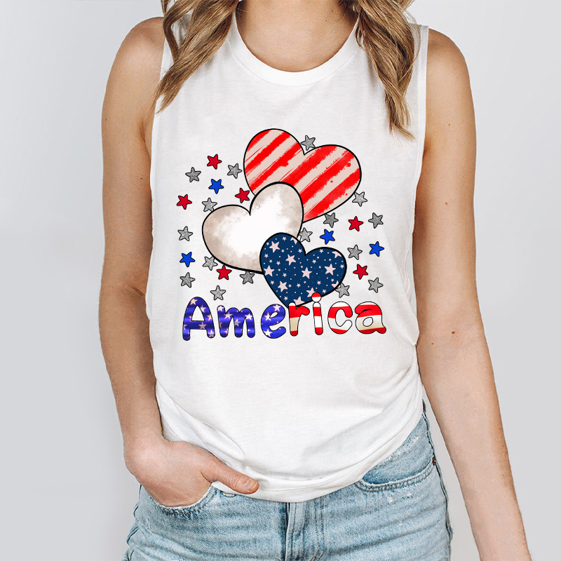America Heart Teacher Tank Top