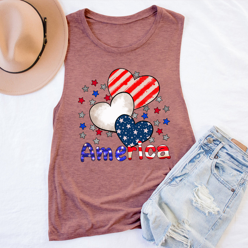 America Heart Teacher Tank Top