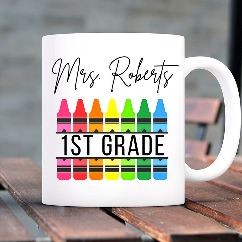 Personalized Colored Crayon Teacher Name Teacher Mup
