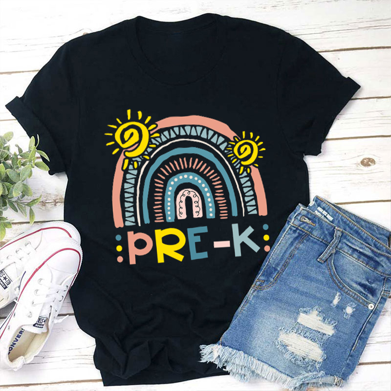 Personalized Grade Rainbow Teacher T-Shirt
