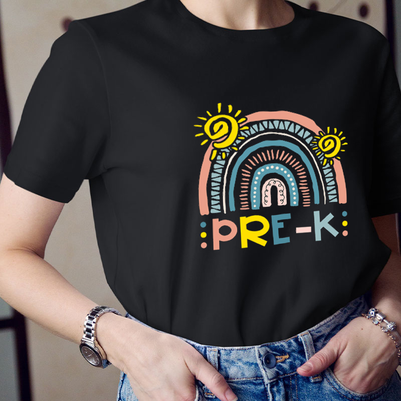 Personalized Grade Rainbow Teacher T-Shirt