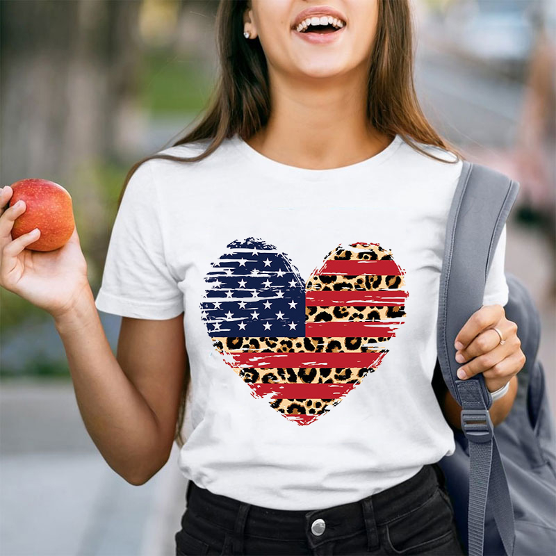 The Fourth Of July Heart Teacher T-Shirt
