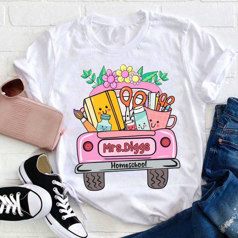 Personalized School Truck Teacher Name Teacher T-Shirt