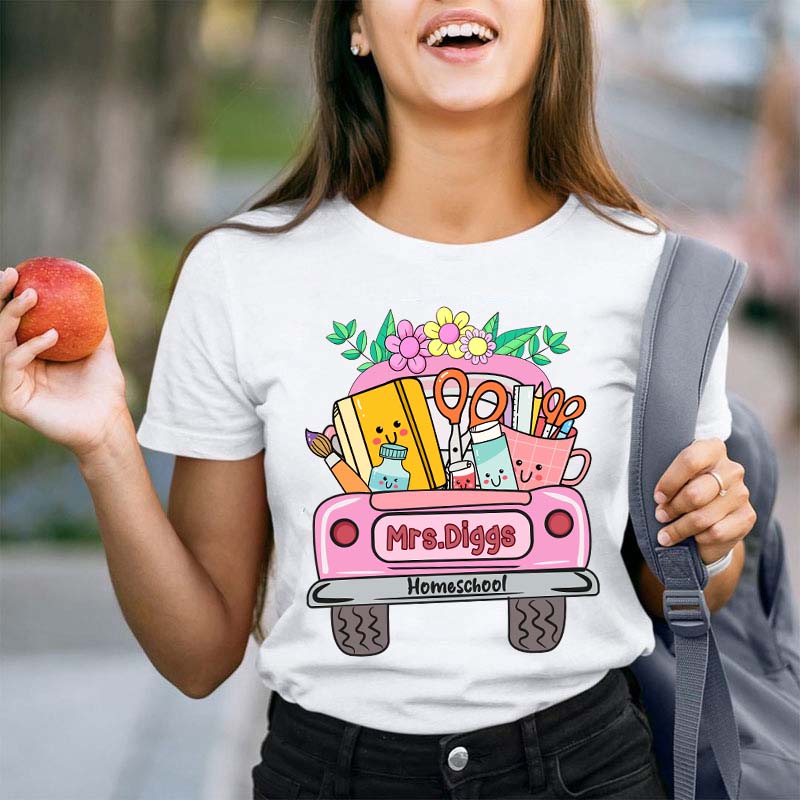 Personalized School Truck Teacher Name Teacher T-Shirt