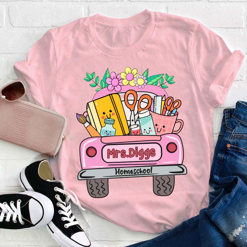 Personalized School Truck Teacher Name Teacher T-Shirt