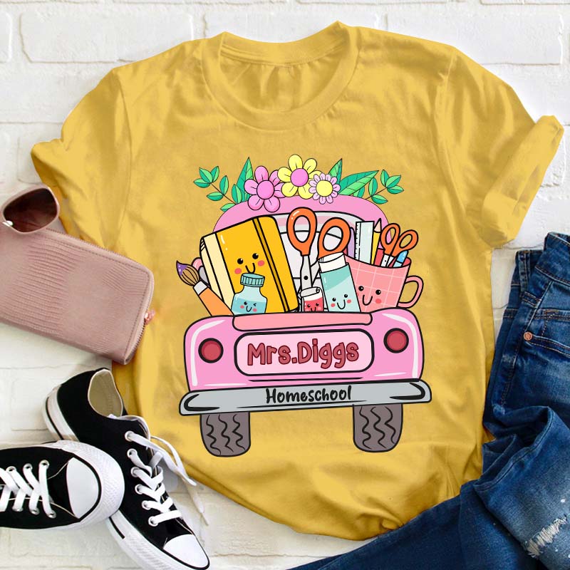 Personalized School Truck Teacher Name Teacher T-Shirt