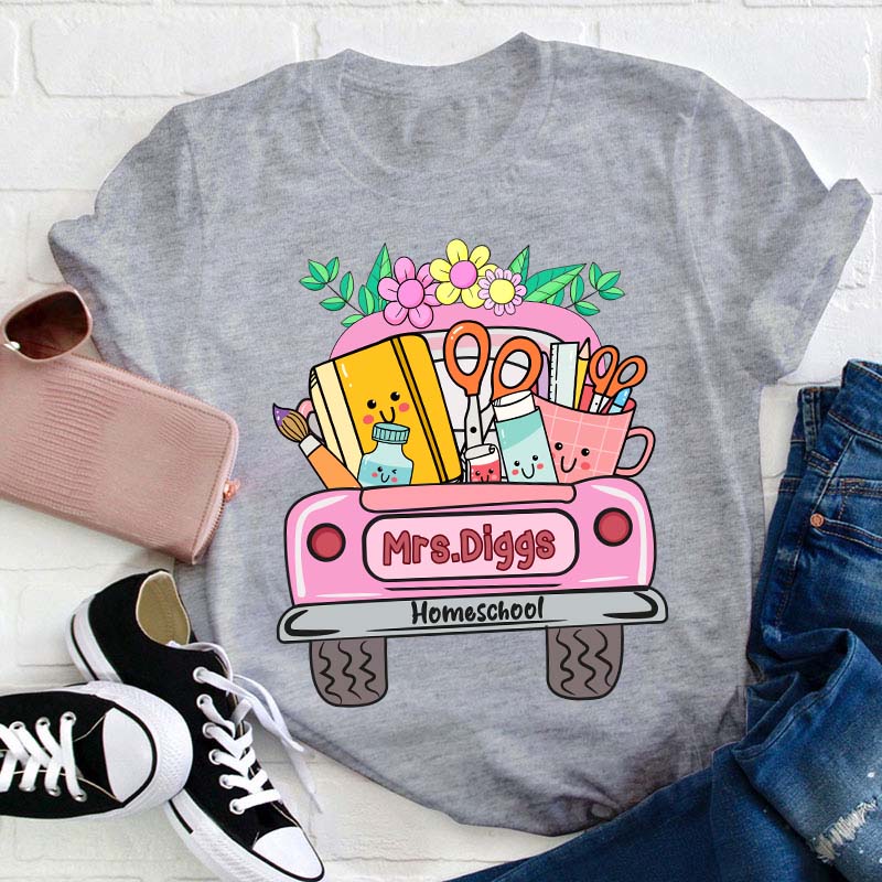 Personalized School Truck Teacher Name Teacher T-Shirt