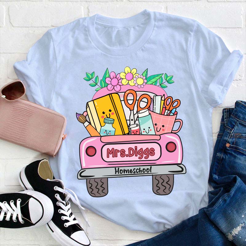 Personalized School Truck Teacher Name Teacher T-Shirt