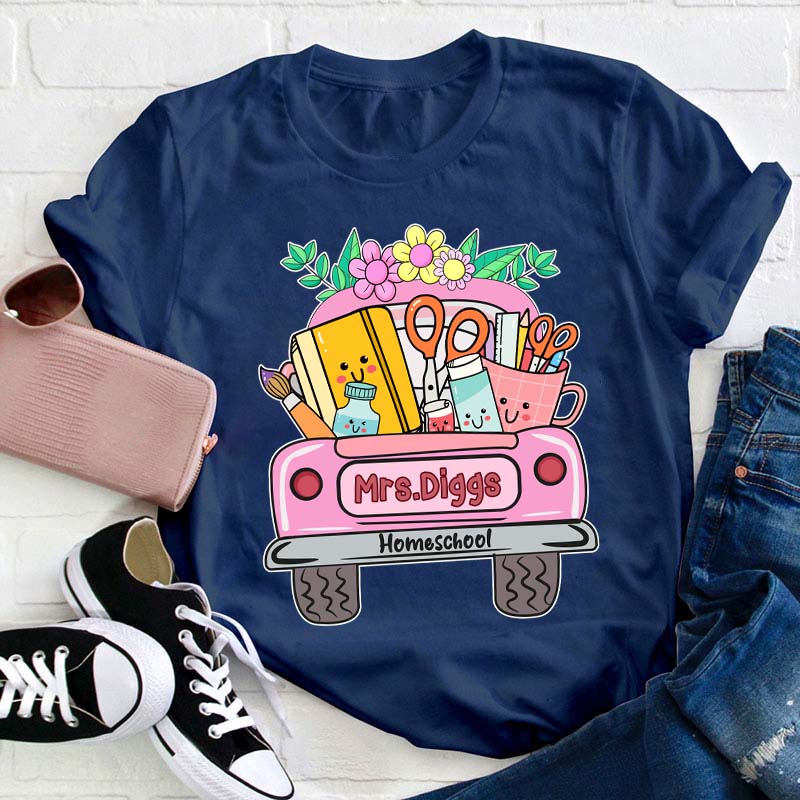 Personalized School Truck Teacher Name Teacher T-Shirt