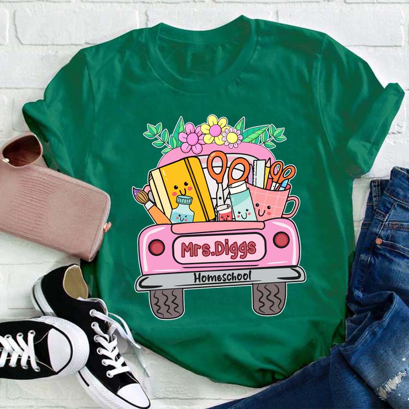Personalized School Truck Teacher Name Teacher T-Shirt