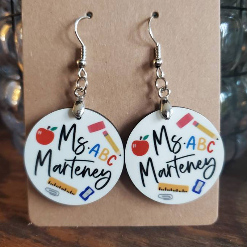 Personalized ABC Paper Clip Wooden Earrings