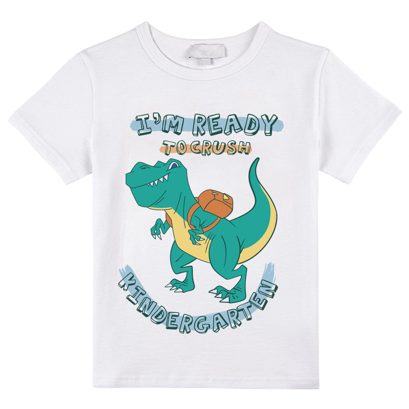 Personalized I'm Ready To Crush Kindergarten Green Dinosaurs Teacher Kids T-Shirt