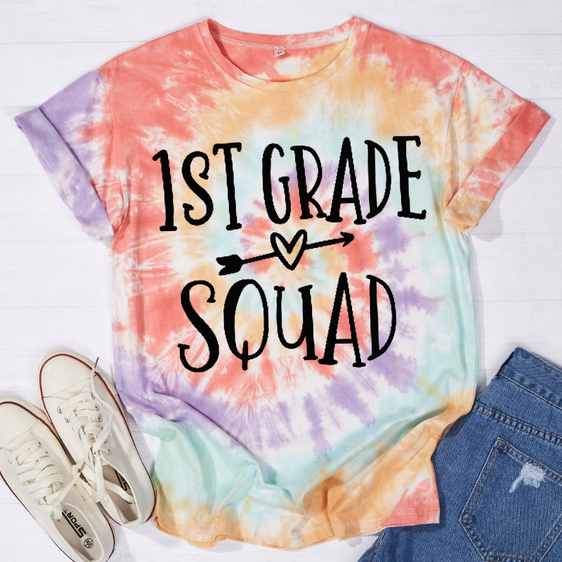 Personalized First Grade Kinder Squad Teacher Tie-dye T-Shirt