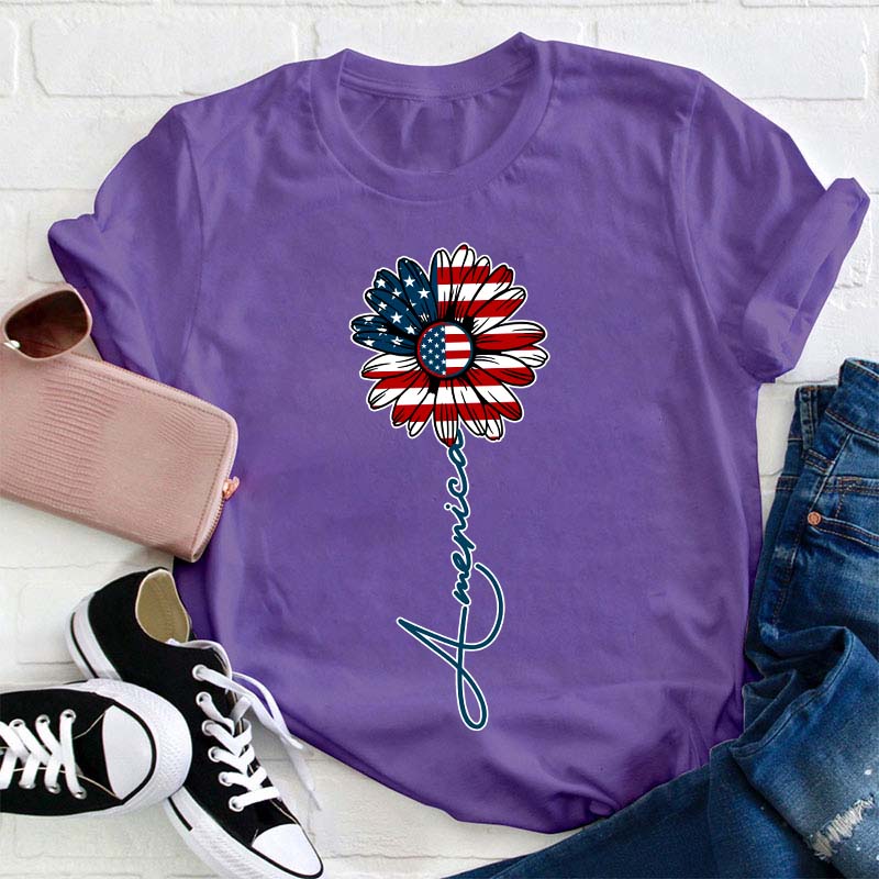 Flat Sunflower Teacher T-Shirt