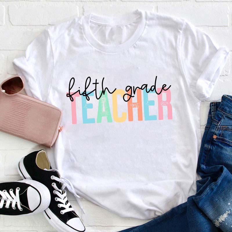Personalized Colorful Grade Teacher T-Shirt