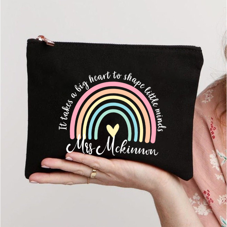 Personalized It Take A Big Heart To Shape Little Minds Teacher Makeup Bag