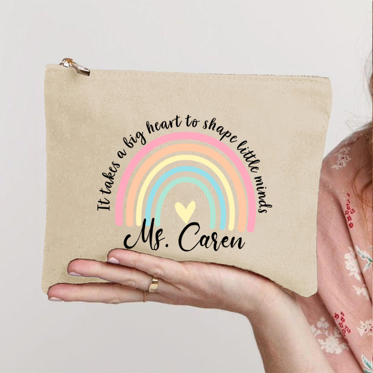 Personalized It Take A Big Heart To Shape Little Minds Teacher Makeup Bag