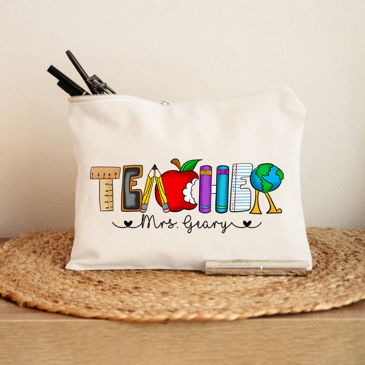 Personalized Name Cartoon Stationery Teacher Alphabet Teacher Makeup Bag