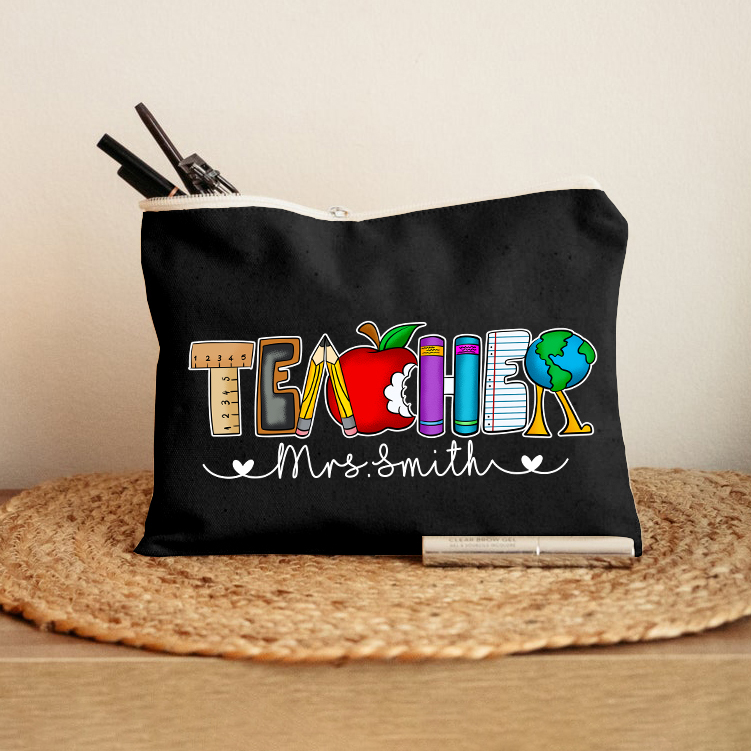 Personalized Name Cartoon Stationery Teacher Alphabet Teacher Makeup Bag