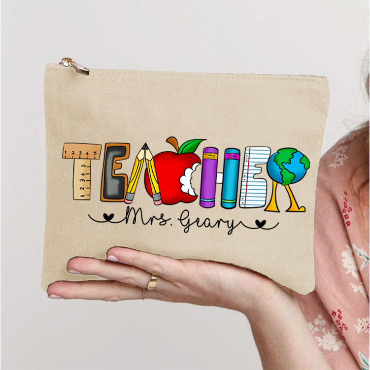 Personalized Name Cartoon Stationery Teacher Alphabet Teacher Makeup Bag