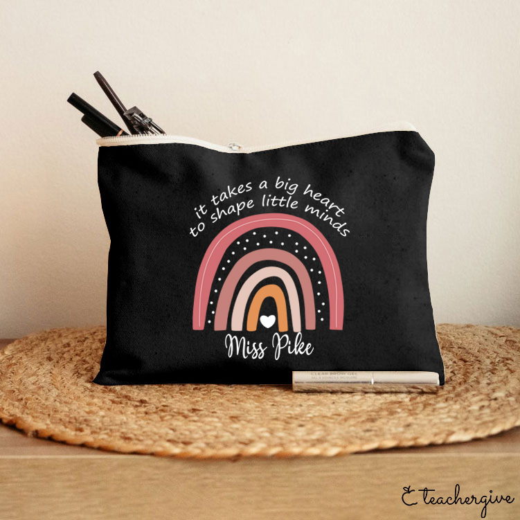Personalized It Takes A Big Heart To Shape Little Minds Teacher Makeup Bag