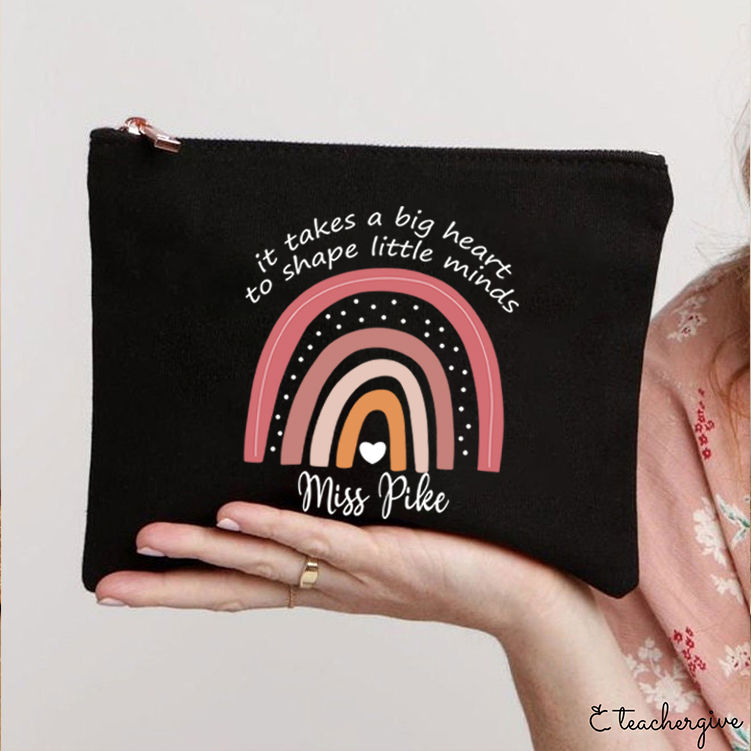 Personalized It Takes A Big Heart To Shape Little Minds Teacher Makeup Bag