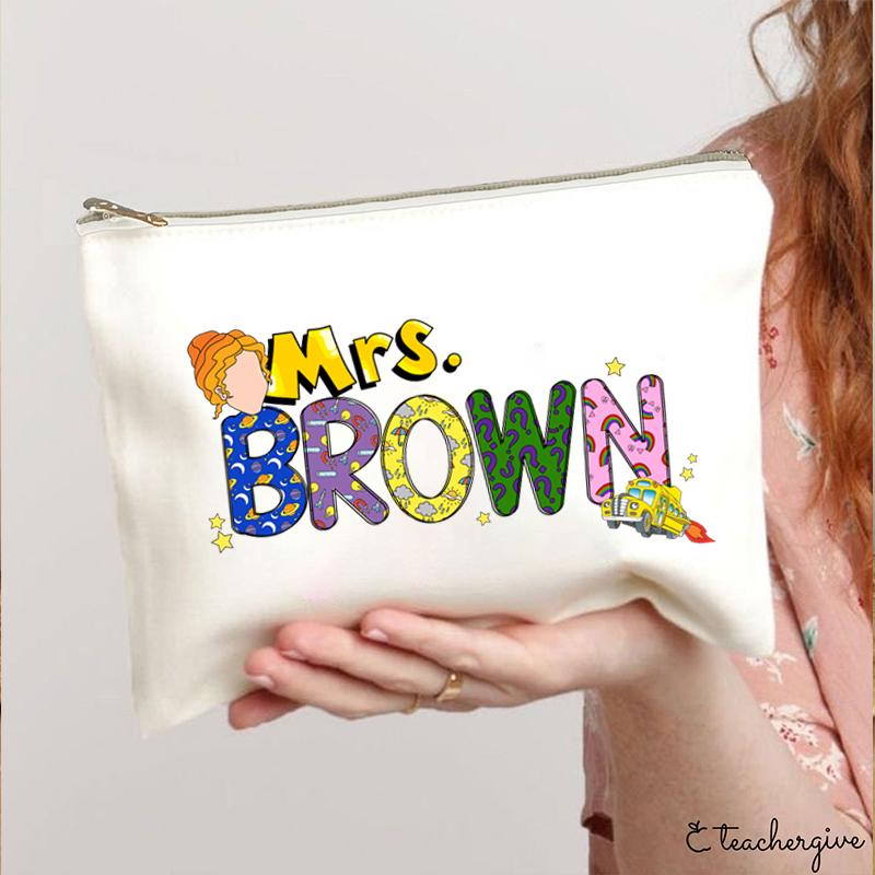 Personalized Name The Magic School Bus Teacher Makeup Bag