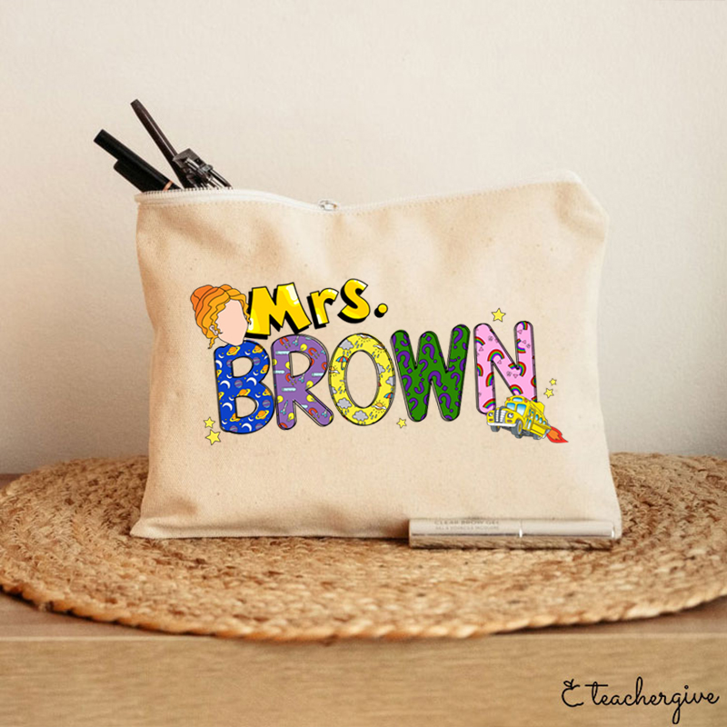 Personalized Name The Magic School Bus Teacher Makeup Bag