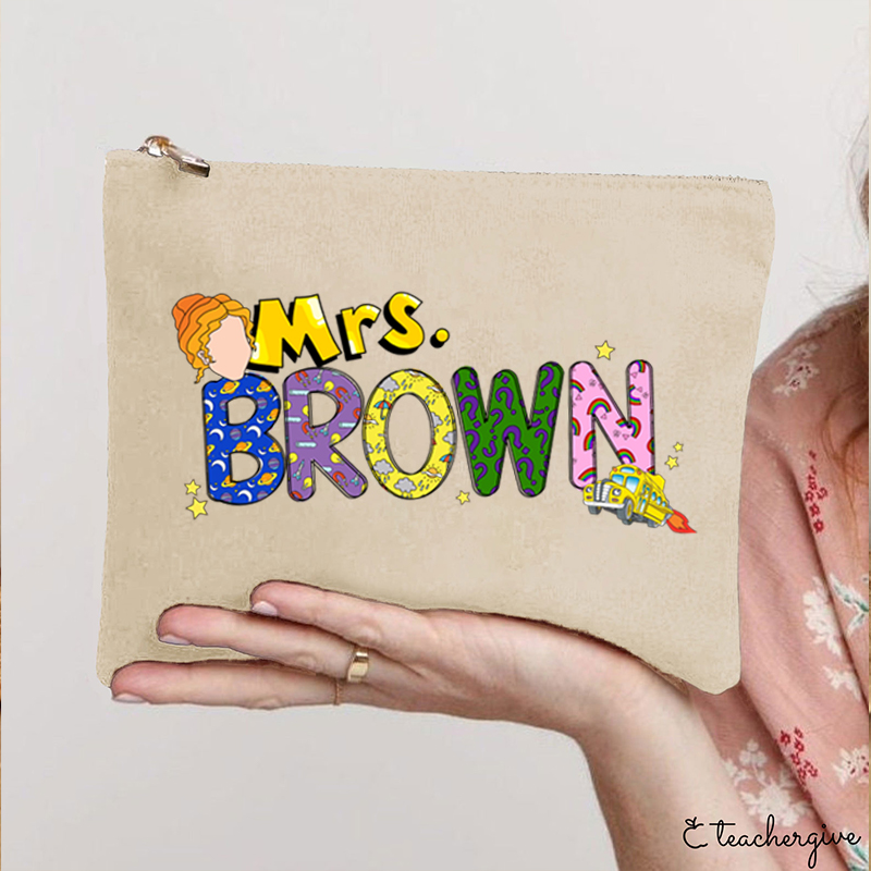 Personalized Name The Magic School Bus Teacher Makeup Bag