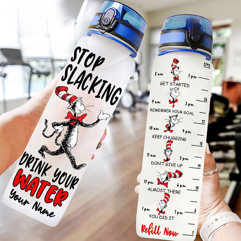 Personalized Stop Slacking Drink Your Water Teacher Water Tracker Bottle