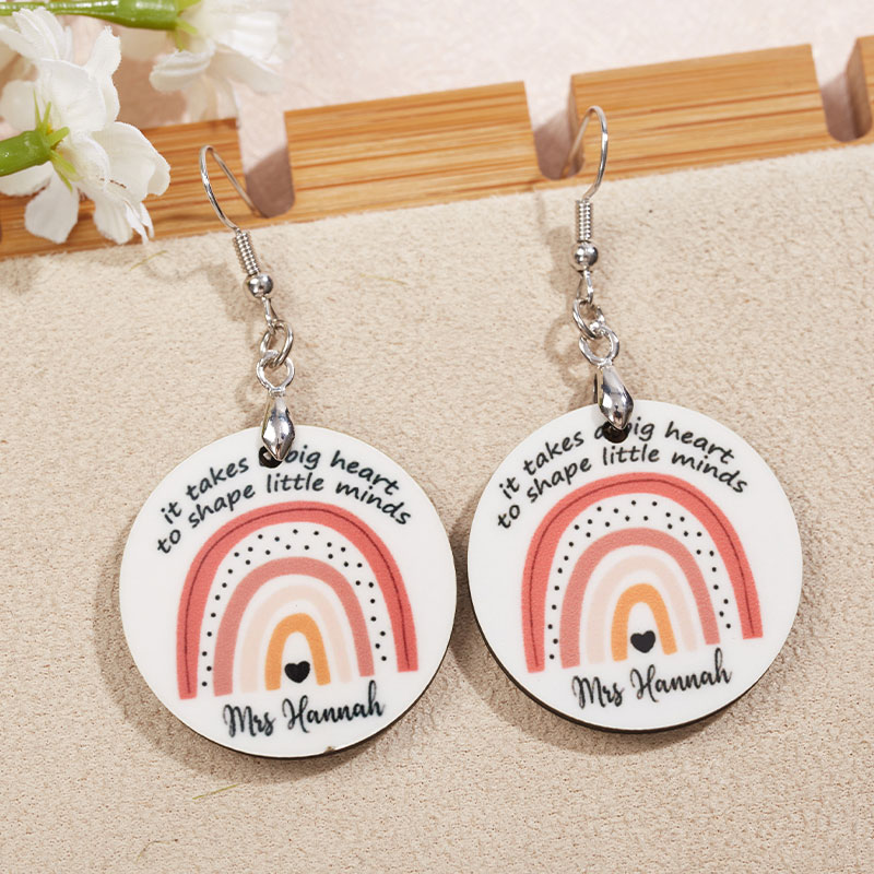 Personalized It Takes A Big Heart To Shape Little Minds Wooden Earrings