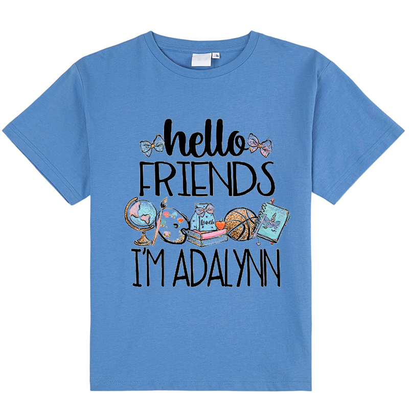 Personalized Name Hello Friends Kids T-Shirt