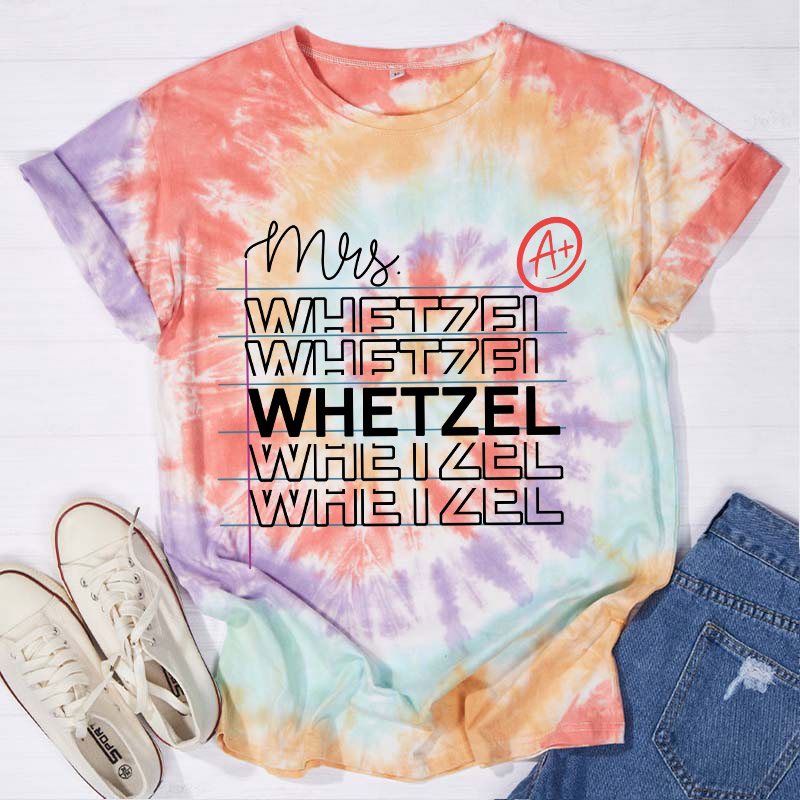 Personalized Teacher Name Tie-dye T-Shirt